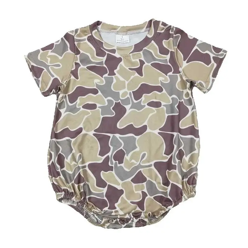 

Hot sale short sleeve girls camo Bubble romper boutique clothing RTS Summer Jumpsuit baby clothes boys Romper
