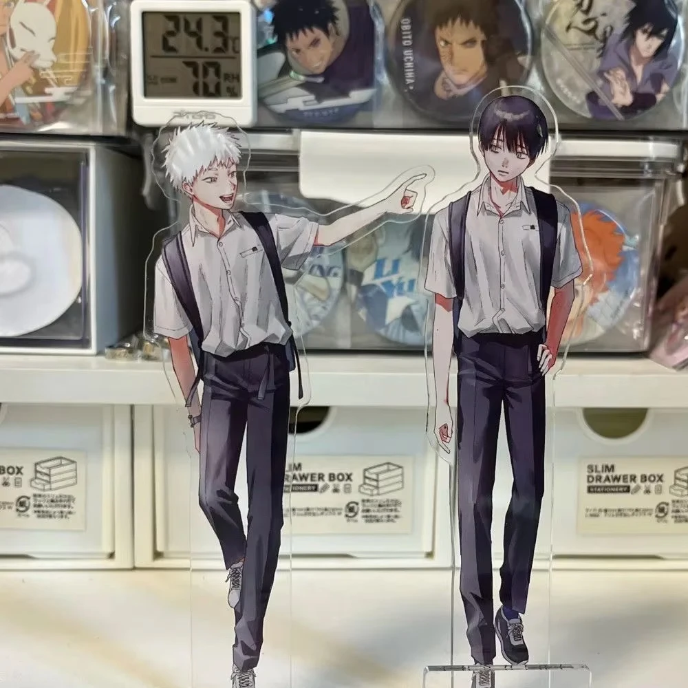2-teiliges Set Anime-Cartoon „The Summer Hikaru Died“ Hikaru Indo Tsujinaka Yoshiki Cosplay Niedliche Acryl-Figur Standmodell Tischdekoration – Detail 1
