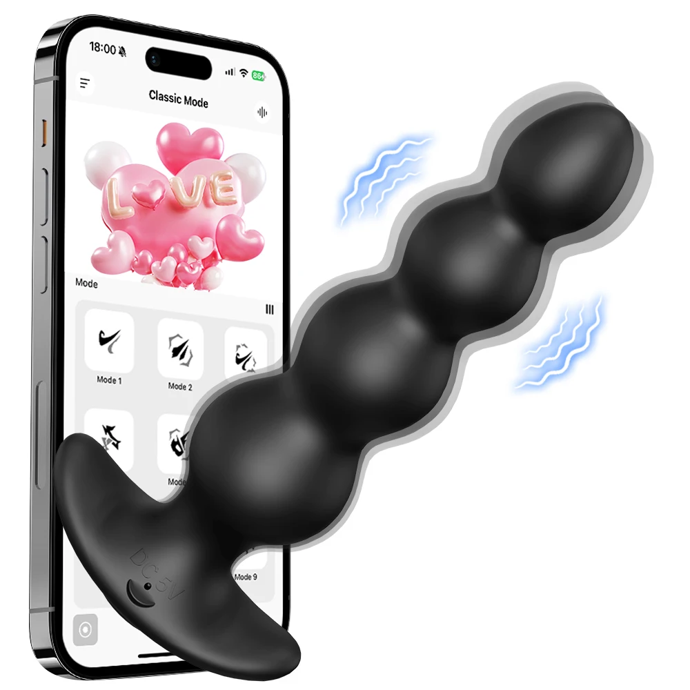 APP Vibrating Anal Beads Butt Plug for Men Women Anal Vibrator Prostate Massager Anal Balls Men Soft Silicone Masturbator