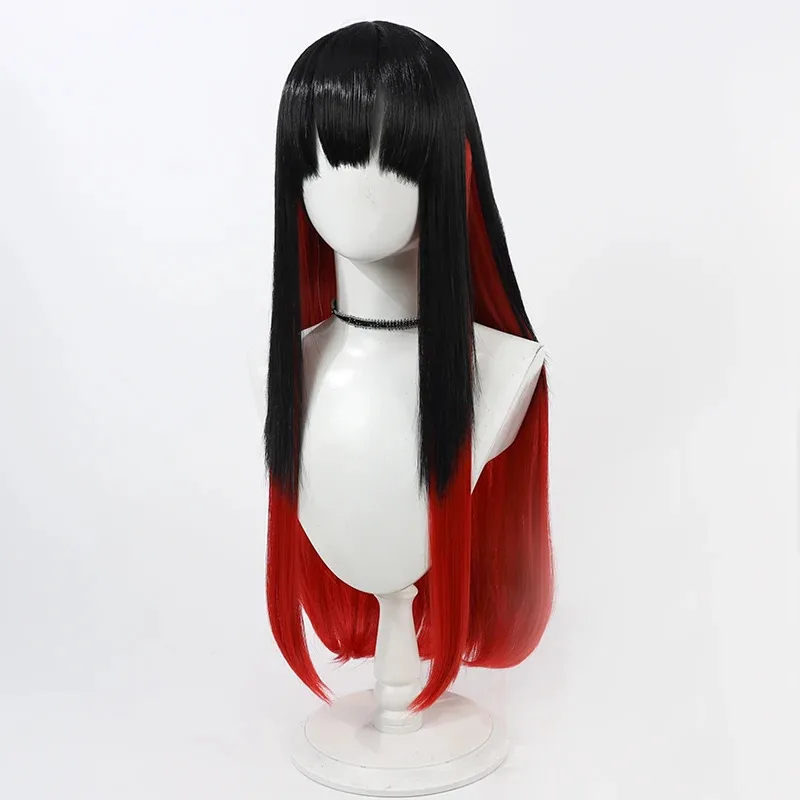 25COSWIND قواطع تأثيري Tasuku Tsubakino شعر مستعار طويل أسود أحمر مستقيم مقاومة للحرارة الشعر الاصطناعية هالوين زي لعب الأدوار