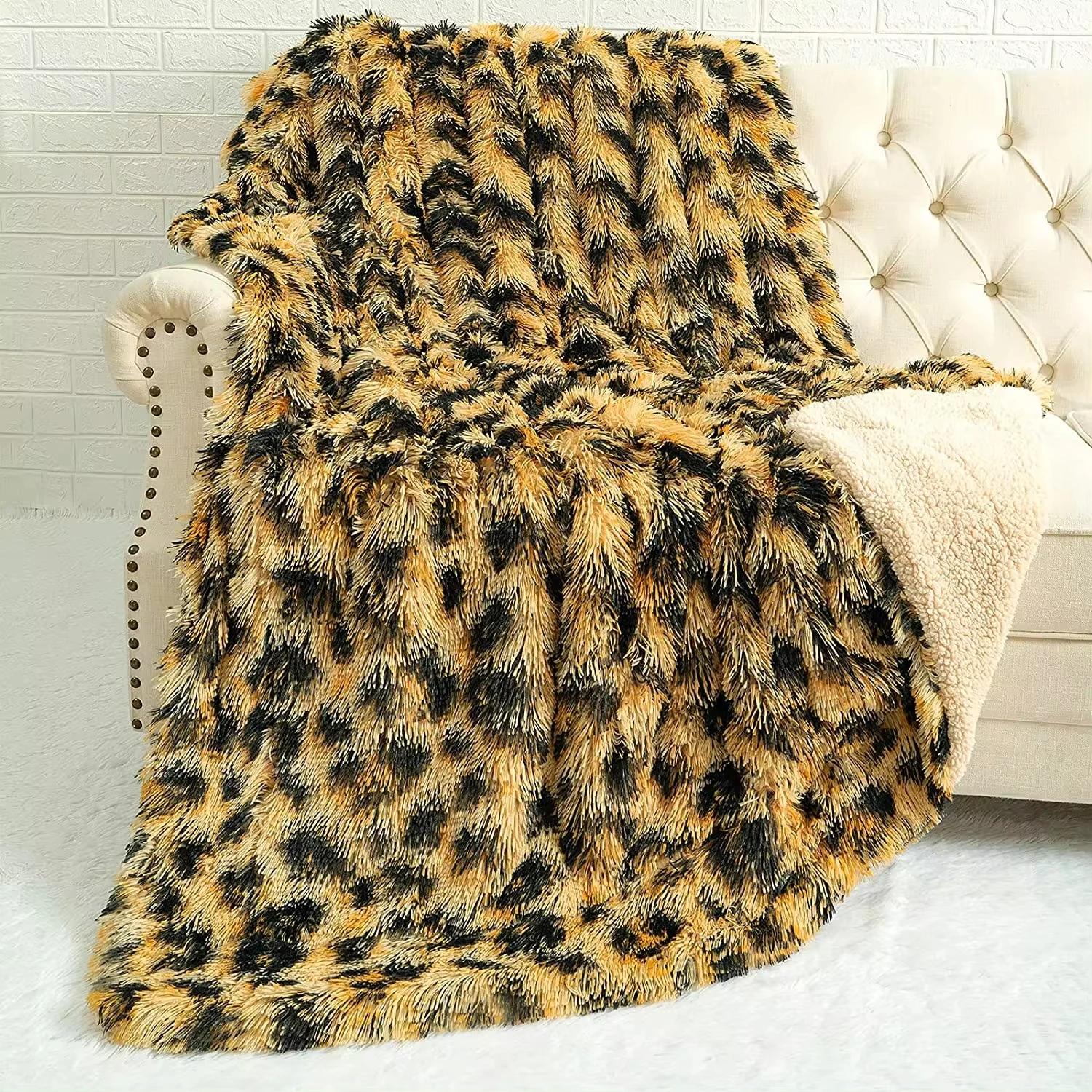 NOAHAS Fluffy Leopard Throw Blanket Plush Cheetah Print Blankets Soft Faux  Bed Throw  Decorative Couch Chair Bed Covers