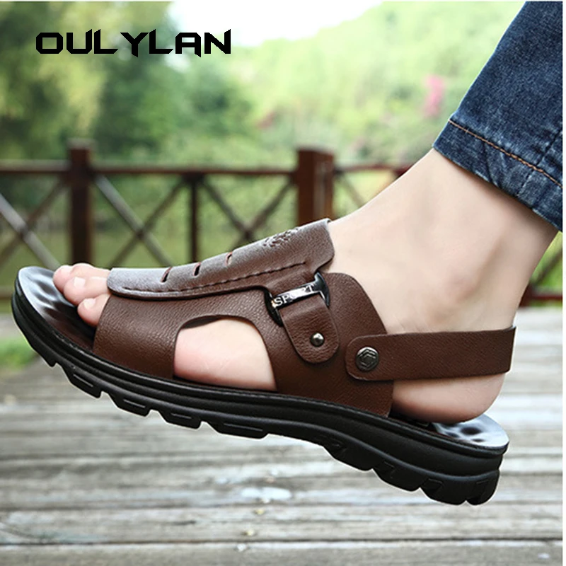 

Summer Brand Men's Sandals Fashion design sandals Beach Leather Sandals mens High Quality Outdoor Casual Shoes big size