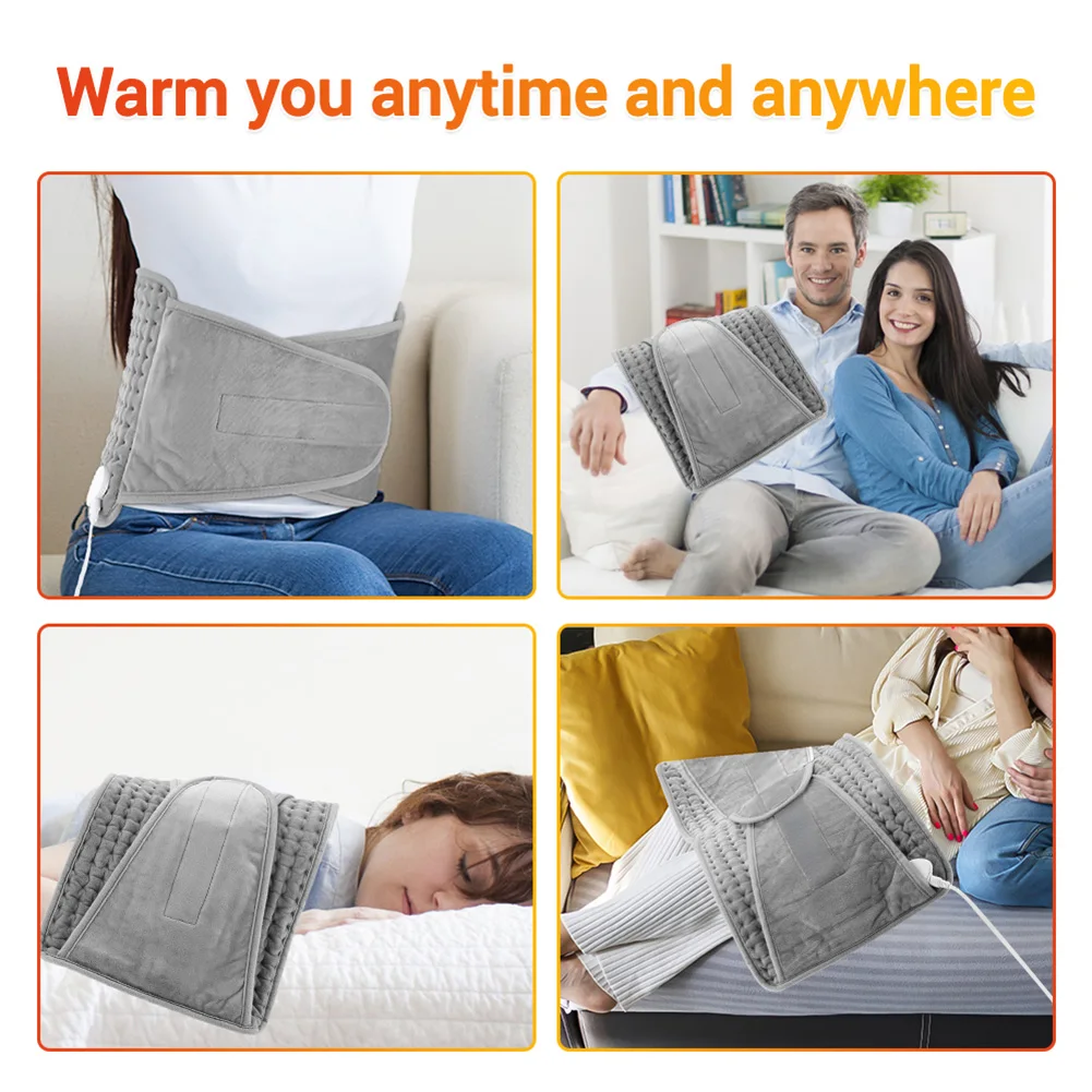 Electric Heating Waist Belt with 4 Timer Warm Thermal Pad Auto Shut Off Waist Back Warmer Blanket for Lower Back Period Stomach