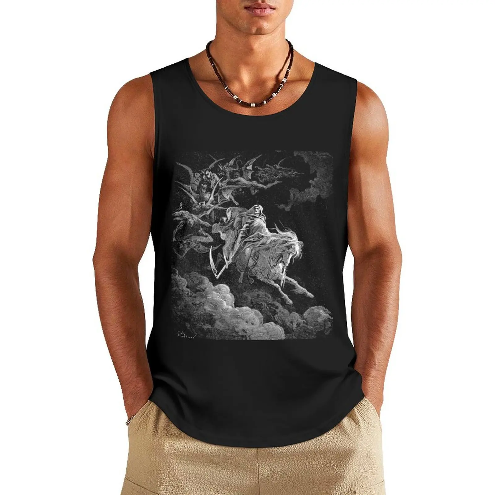 

Gustave Dore Death On A Pale Horse Tank Top anime gym male top sports t-shirts for men Vests