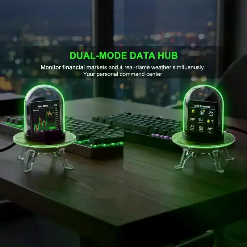 Home Decoration Multifunctional Table Clock Creative Weather Exchange Rate Clock WiFi Stock Humidity And Air Pressure Display