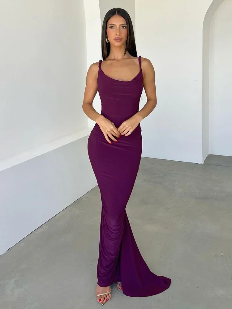 BWQ Slim Bodycon Elegant Maxi Long Mermaid Dress Women Halter 2024 Spring Summer Dress Off Shoulder Sexy Party Dresses