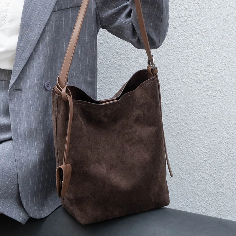 

Women's Soft Frosted Cow Leather Shoulder Bag Female Retro Casual Cowhide Durable Handbags Ladies Fashion Trend Luxury Bags Girl