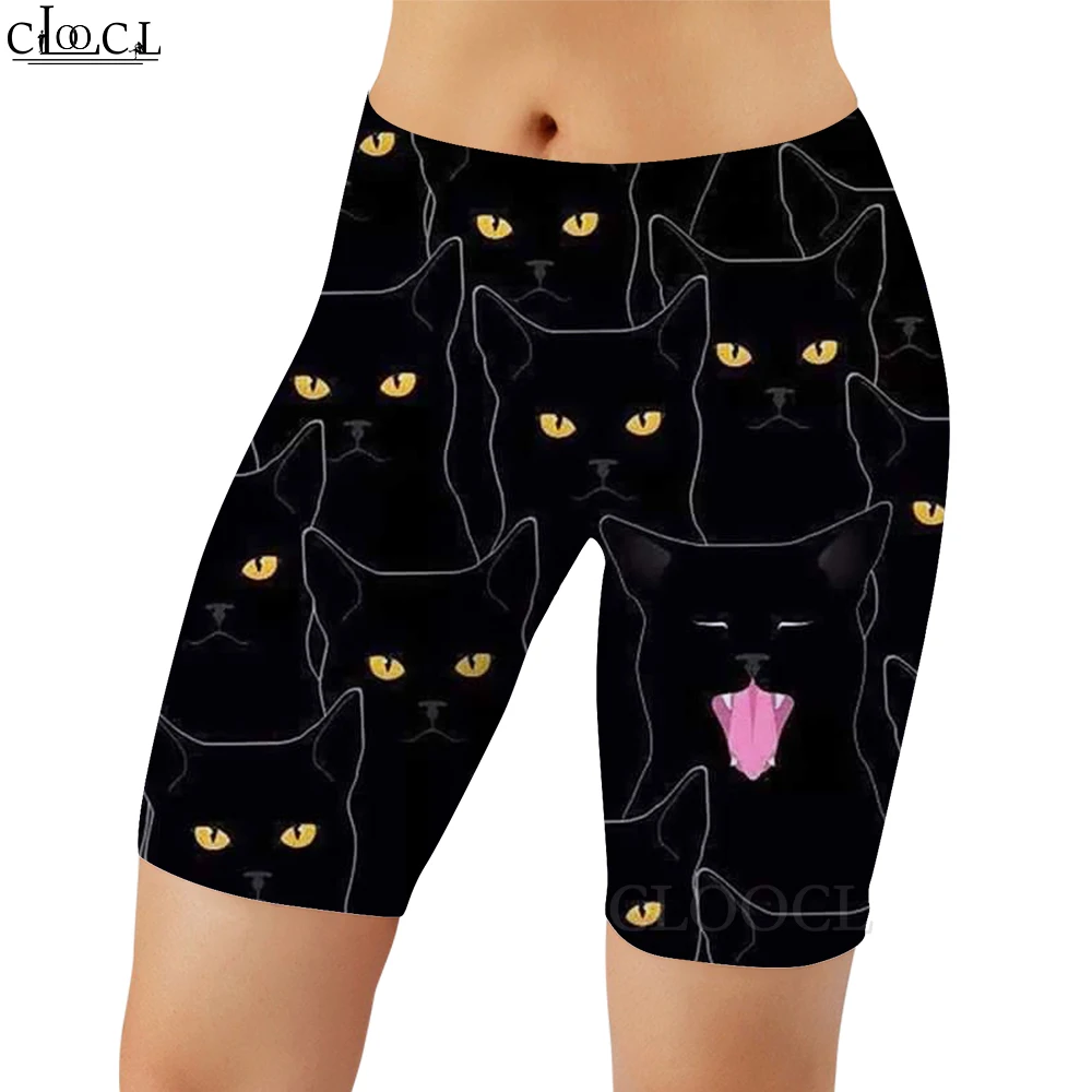 CLOOCL Fashion Women Legging Shorts Black Cats Pattern 3D Printed Casual Leggings Gym Training Sports Push-up Sexy Shorts