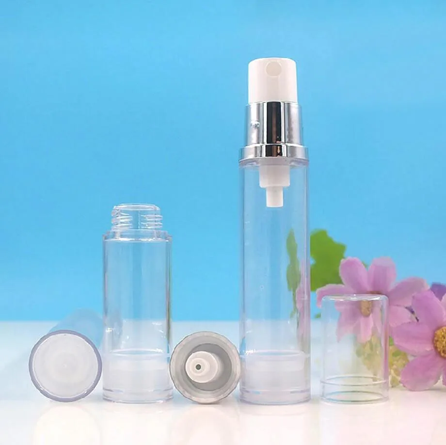 

5ML10ML15ML clear airless bottle silver vacuum pump lotion emulsion serum sample eye essence skin care sprayer toner packing