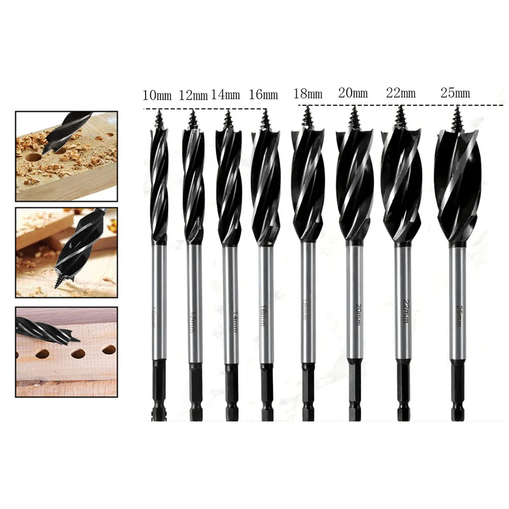 

8pcs/lot 10m-25mm Twist Drill Bit Set Wood Fast Cut Auger Carpenter Joiner Tool Drill Bit For Wood Cut Suit for woodworking