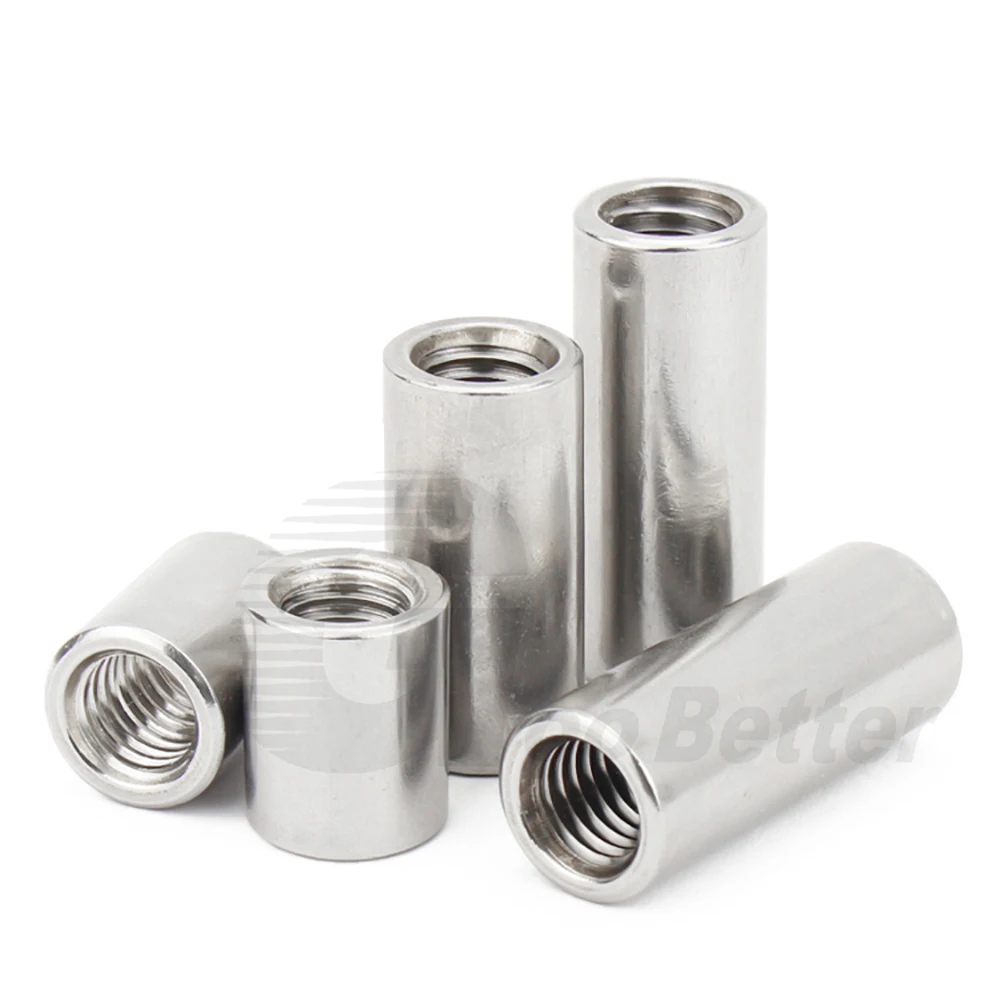 Écrou d'Accouplement Cylindrique allergique Vis Écrou 5Pcs Long Rond Kg M2-M12 Grade 6.8 304 Acier Inoxydable Rond Colonne Joint
