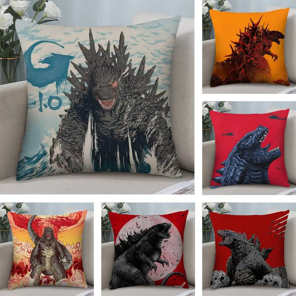 كول G-G-GoDZillAS فيلم كيس وسادة نسيج قطيفة لينة مزدوجة الوجهين طباعة غطاء وسادة أريكة رمي وسادة تغطي