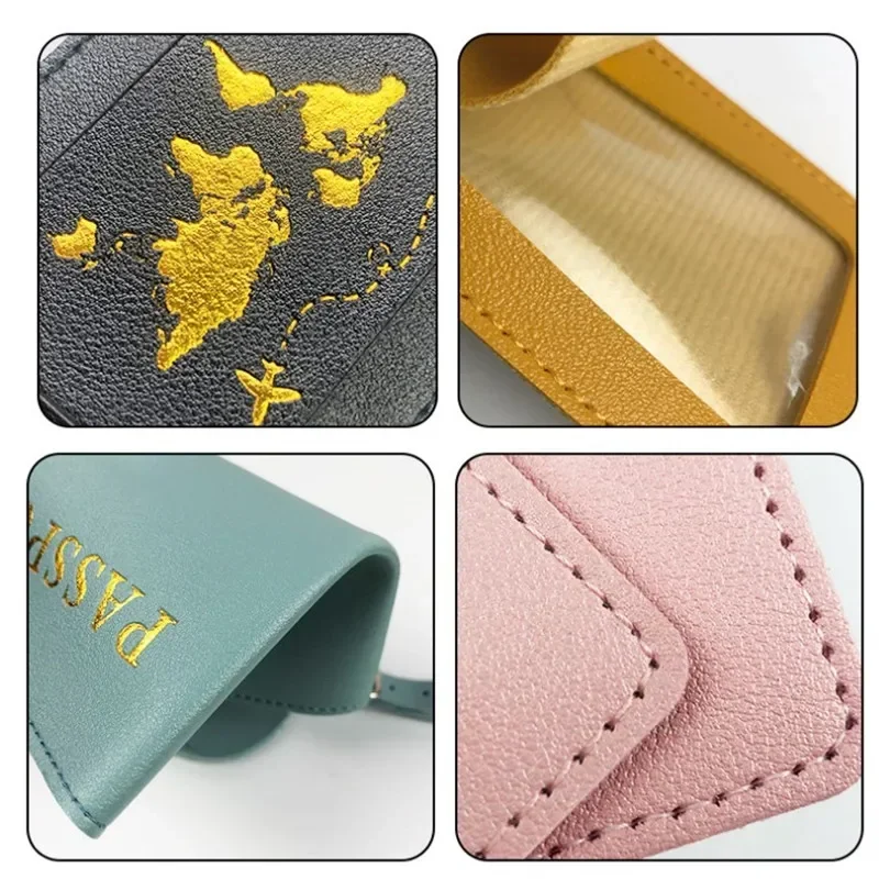 Couverture de Passeport en Cuir PU avec Étiquette de Bagage, Étiquette de Valise, Nom, ID, Adresse, Sac d'Embarquement, Accessoires de Voyage, 1 Ensemble