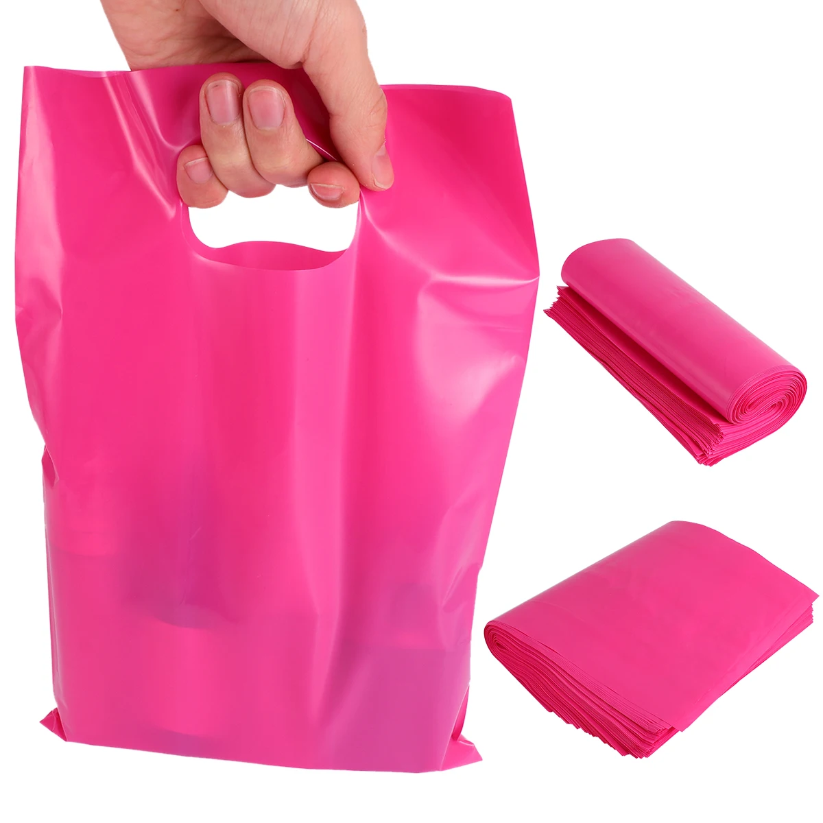 

100pcs Plastic Tote Bags Lightweight Portable Storage Home Party Flat Bags for Food Gifts Green Shopping Candy Pouch