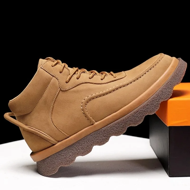 

Design Fashion Genuine Leather Fur Wool Snow Boots Men Winter Thick Plush Casual Sport Outdoor Cotton Shoes Male Sneakers