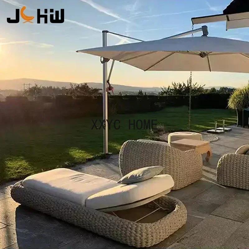 

High Quality Customized Outdoor Aluminum Recliner Bed Swimming Pool Sun Lounger Rope Beach Chair