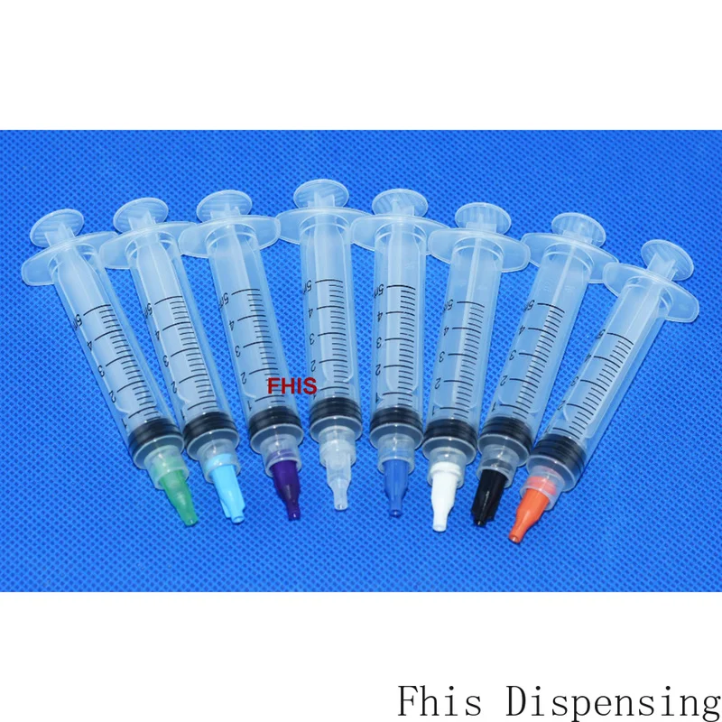 Transparent Color Cap Pack of 8 5cc/5ml Glue Dispensing Syringe Tip