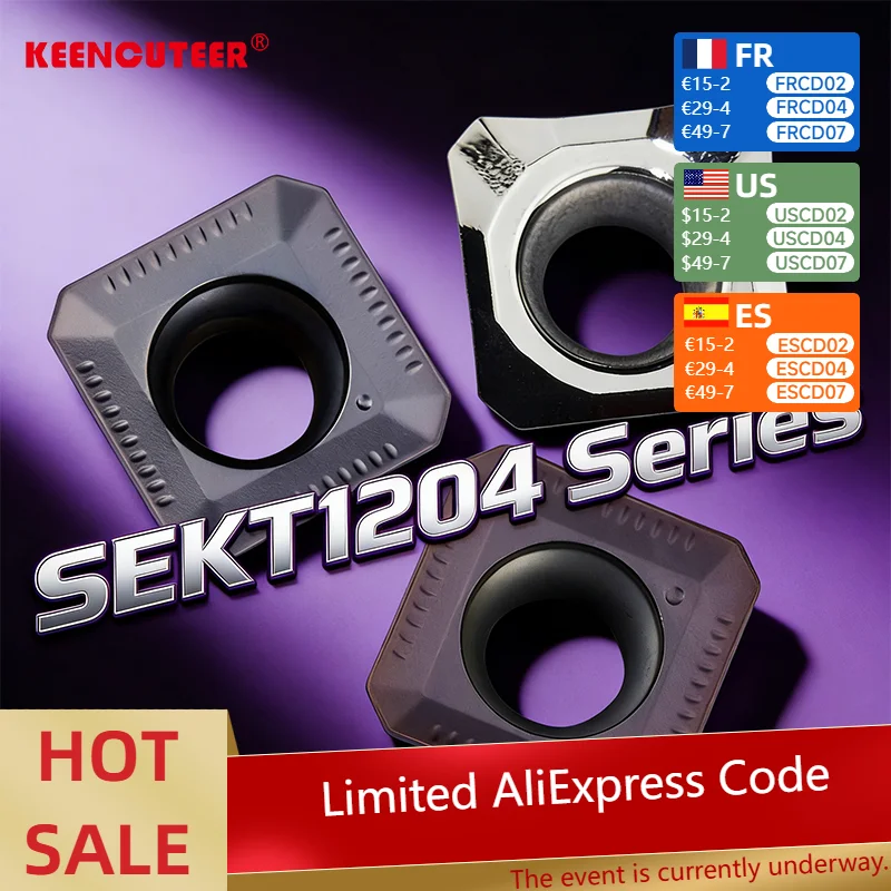 

SEKT1204 Milling Inserts, 45-Degree Milling Cutters, Milling Cutter Heads, Machining Center Tools, End Mills, Carbide