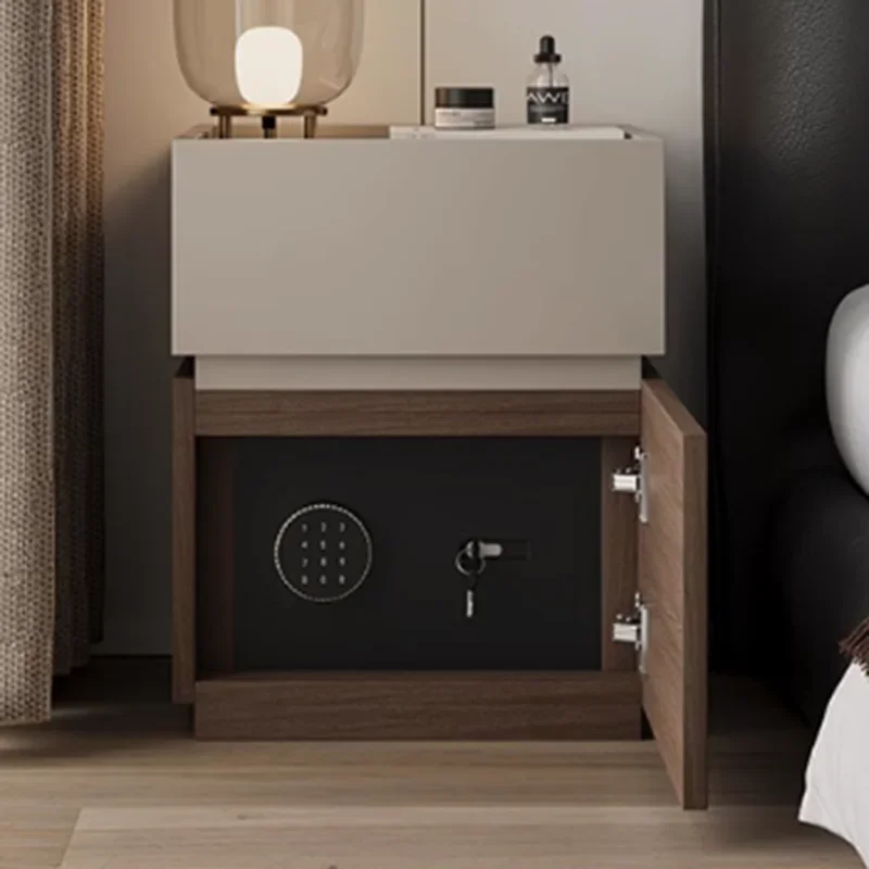 European Brown Unique Nightstands Safe Oak Wood Storage Bedroom Nightstands Bedsides Modern Salon Mesita De Noche Home Furniture