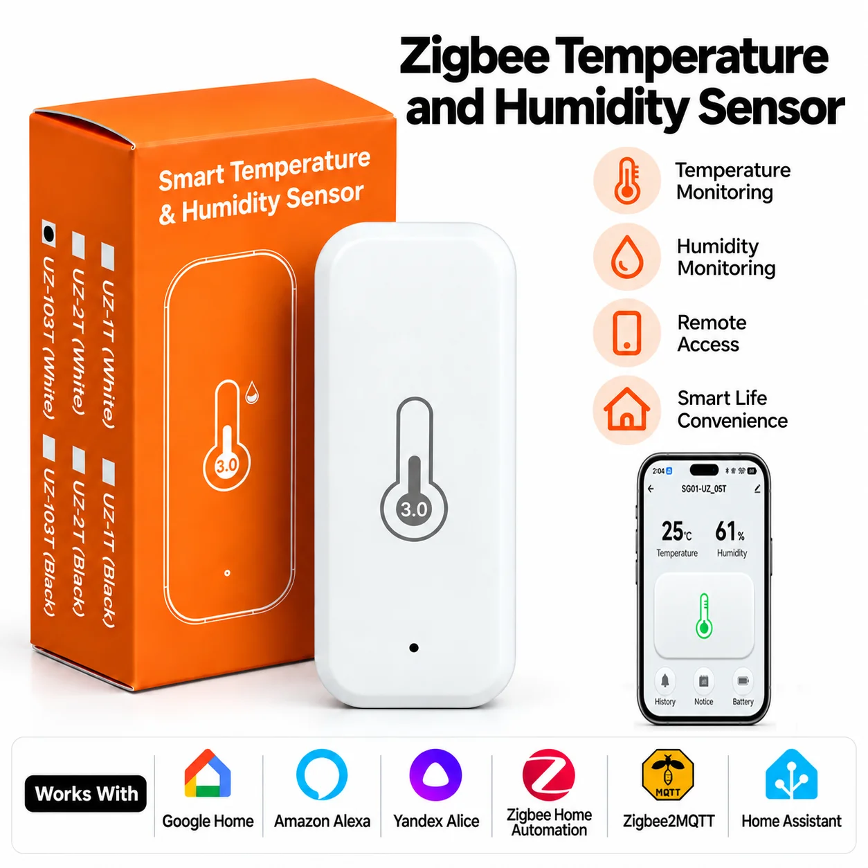 Zigbee 3.0 Sensor Temperature Humidity Sensor Zigbee Gateway Required Work With Yandex Zigbee2Mqtt ZHA Home Asistant Alexa