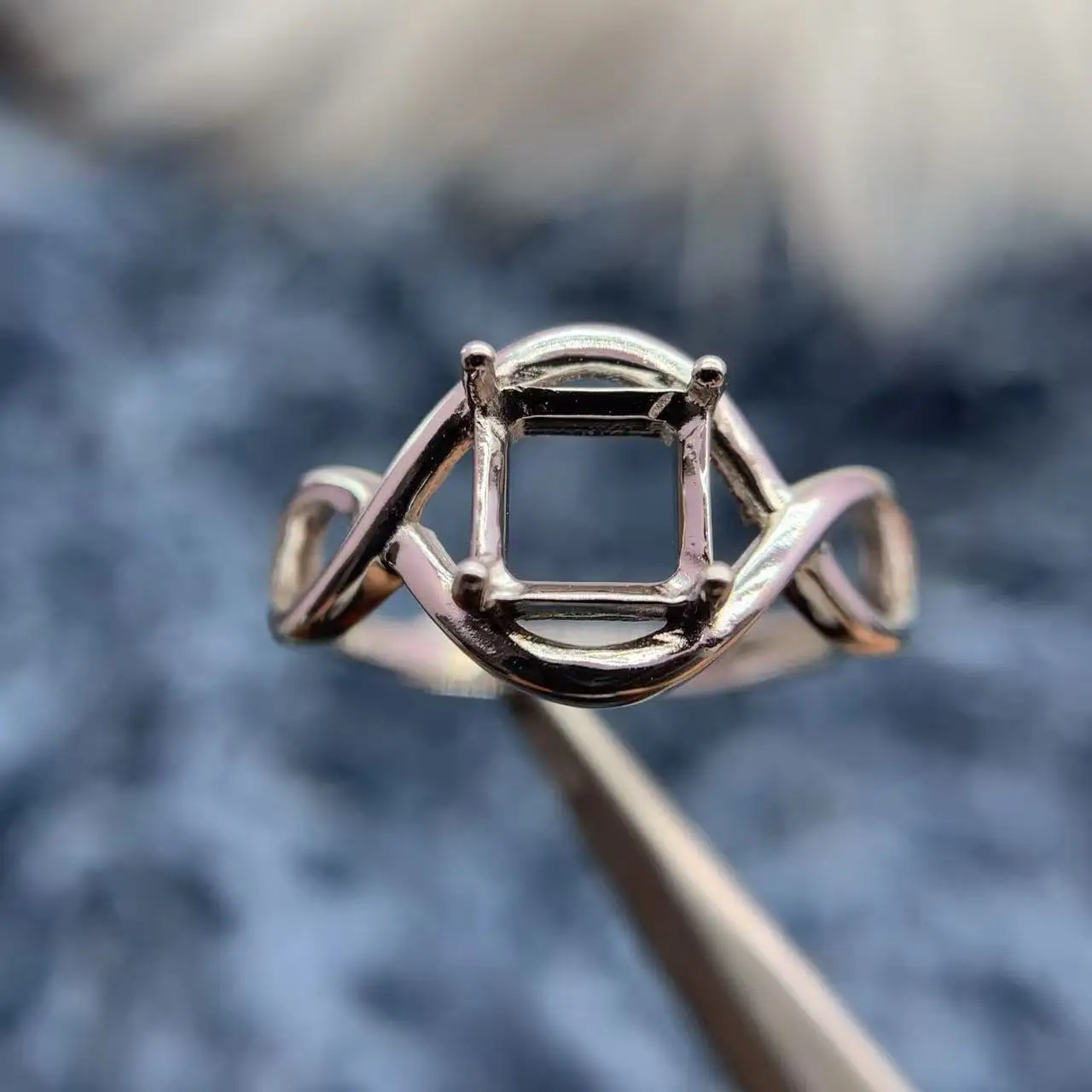 

MeiBaPJ инкрустация квадрат 6*6 мм S925 стерлингового серебра несколько стилей DIY кольцо установка женский подарок Шарм роскошные лаконичные ювелирные изделия оптом