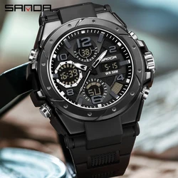 SANDA G style Men's Military Sports Watch LED Digital Quartz Dual Display Watch Waterproof Men's Watch Relogio Masculino