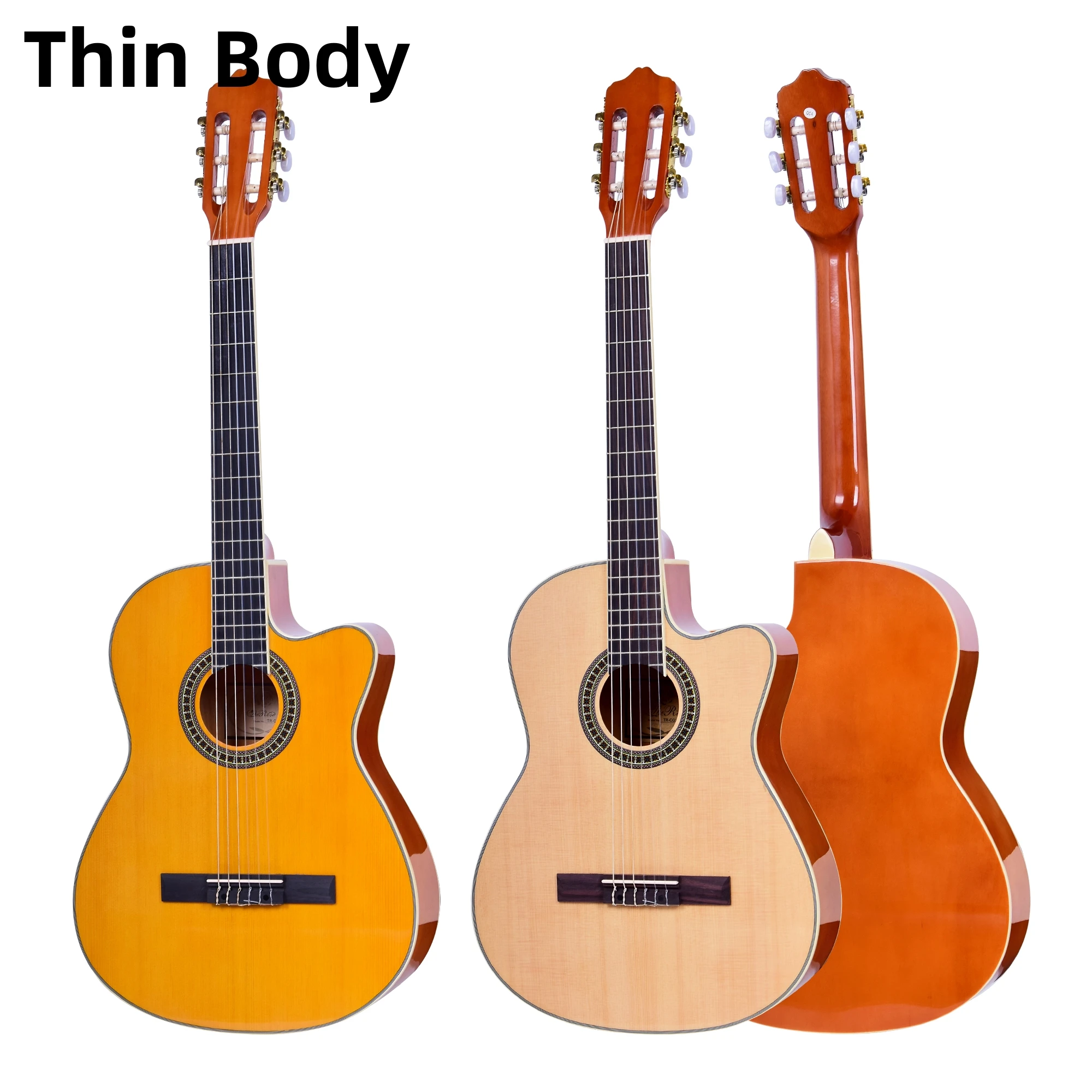 Thin Body Acoustic Classic Guitar 39 Inch Electric Nylon-String Guitarra 6 String Spruce Red Highgloss Cutaway Electro Pick up