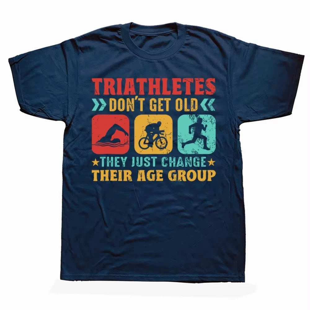 Funny Triathlon Design Men Women Triathletes Swim Bike Run T Shirt Summer Graphic Cotton Streetwear Short Sleeve Gifts T-shirt