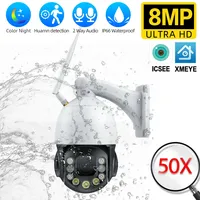 8MP 4K PTZ IP Camera Color Night Vision Wifi 50X Zoom CCTV Wireless Outdoor AI Human Detection Onvif Surveillance Camera ICSee