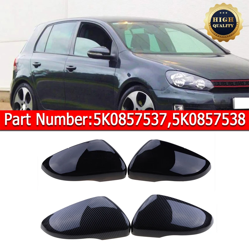 

Fit For VW GOLF 6 MK6 GTI R GTD 2008-2013 Touran Glossy Black Side Mirror Rearview Mirrors Cover Wing Cap Accessories 5K0857537