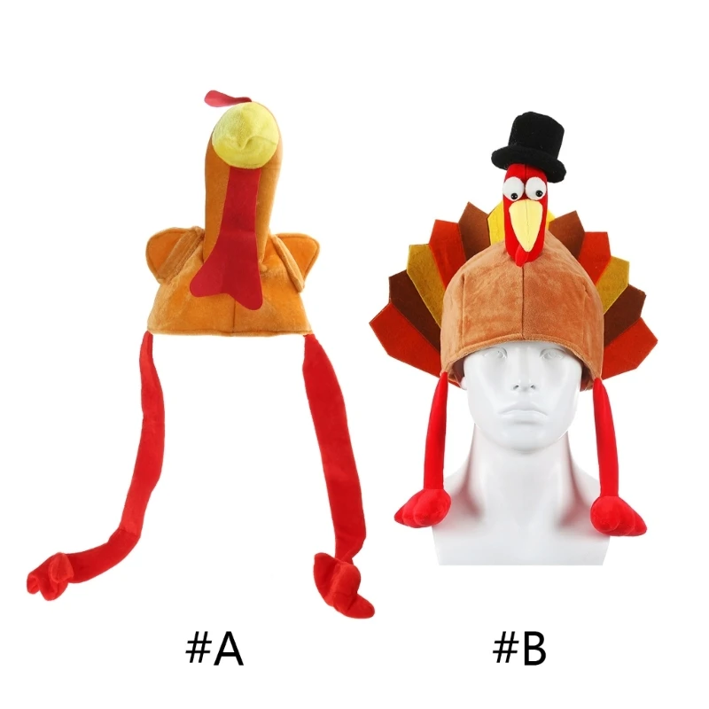 Plush Turkey Thanksgiving Turkey Hat Novelty Cooked Chicken Costume Dress Up Dropshipping