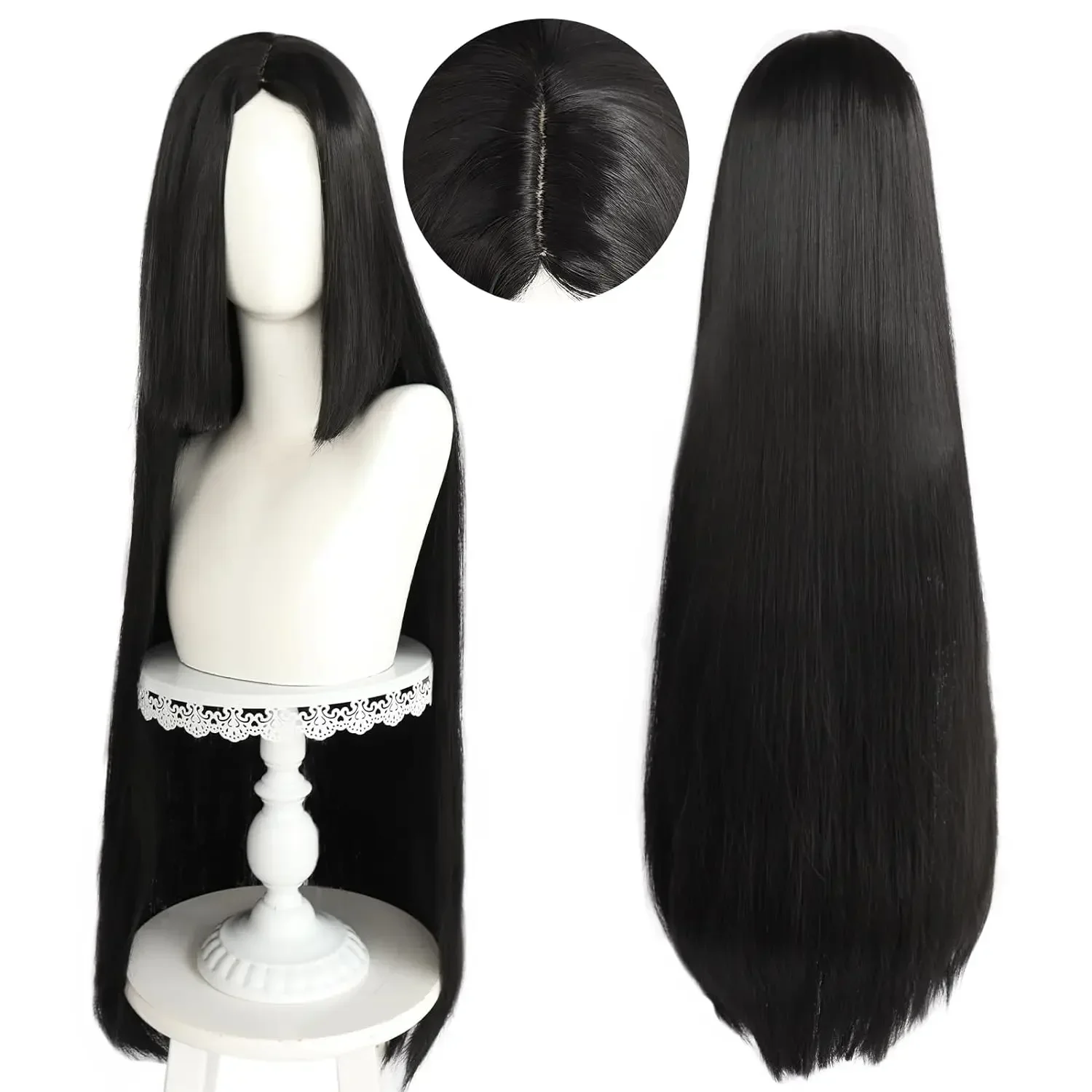 Boa Hancock-Perruque Sintético Longue Noire Lisse pour Femme, Tenue de Cosplay de Halloween