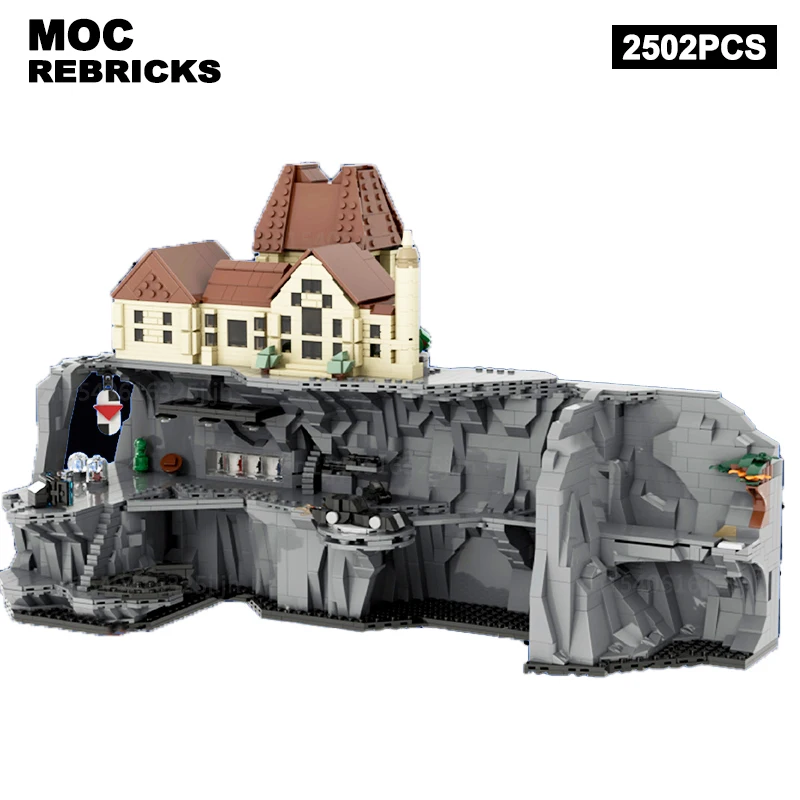 Famosa architettura di scene cinematografiche La serie animata MOC Building Blocks Micro Batcave Tecnologia Mattoni Modello Fai da te Giocattoli per bambini Regali