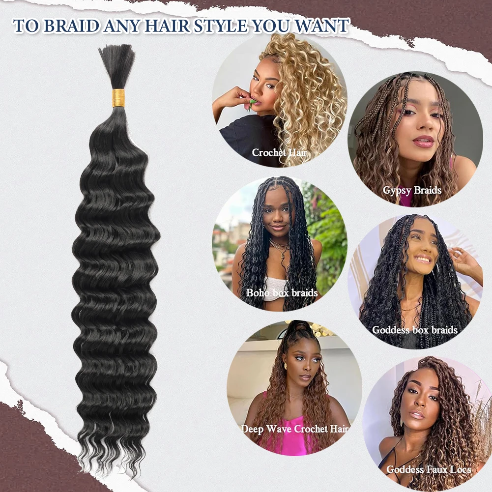 Synthetic Deep Wave Bulk Hair for Braiding 22 Inch Loose Deep Wave Braiding Hair Extensions High Quality Micro Braiding Hair