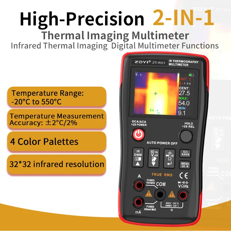 

Профессиональный тепловизор Zhongyi, -20°C ℃ ~550 ℃ Инфракрасный тепловизор высокого разрешения, используемый для ремонта и инспекции трубопроводов