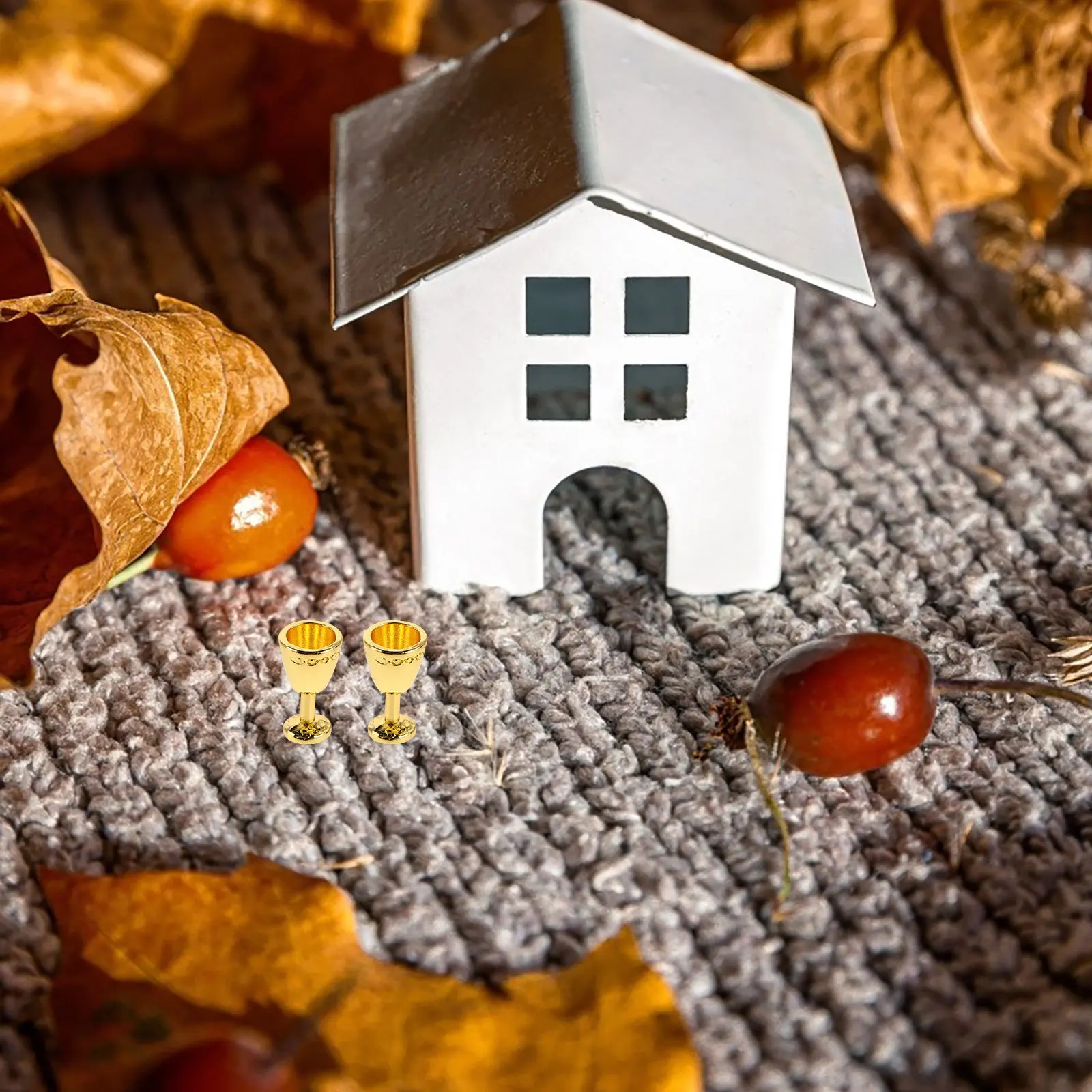 

8Pcs Miniature Wine Goblet Vintage Embossed Alloy Mini Cups Party Kitchen Decorations Dollhouse Accessories Mini Teacup