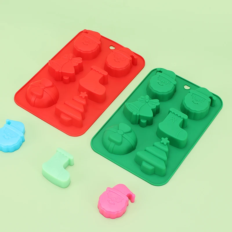 Christmas Silicone Mold 3D Cake Mould Snowman Santa Handmade Soap Molds Elk Snowman Santa Claus Bells Aroma Wax Mould