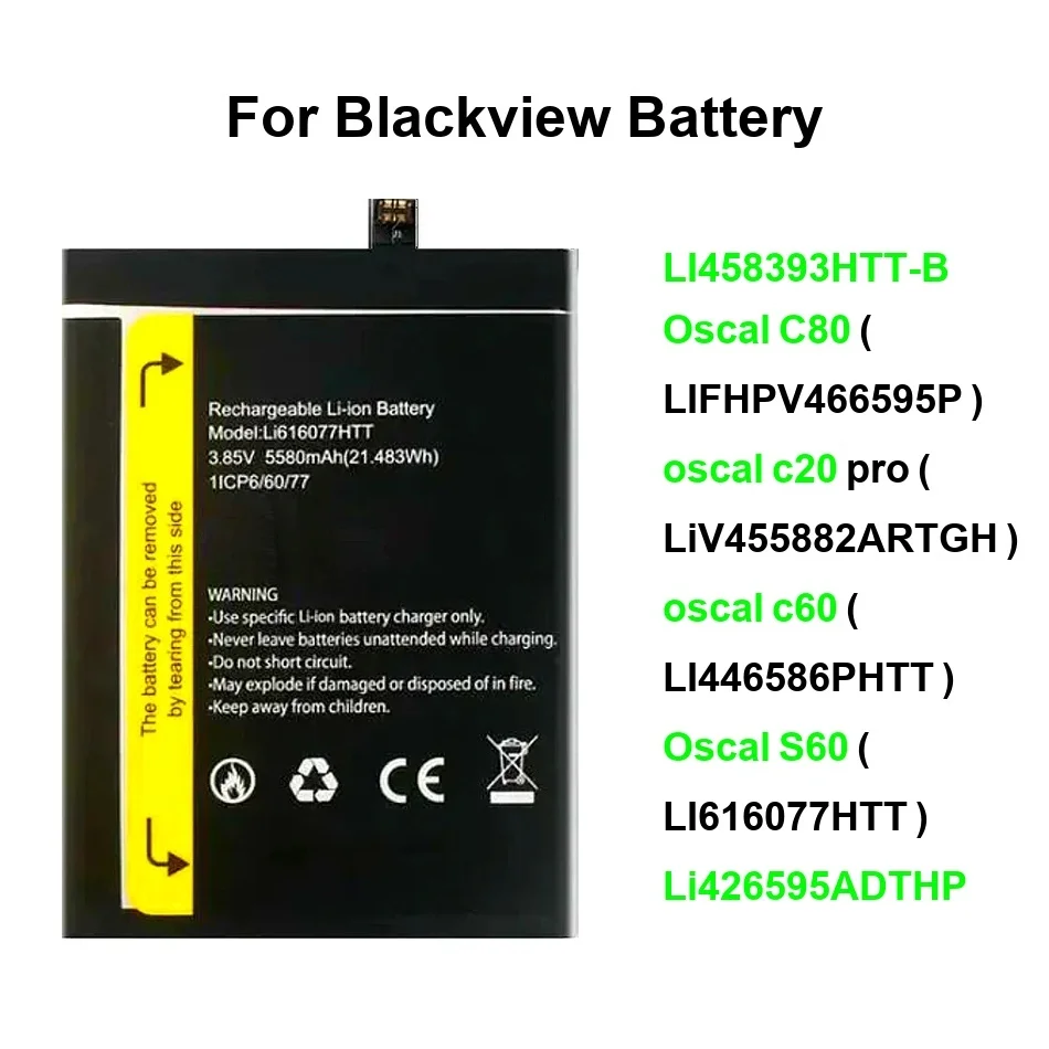 Mobile Phone Battery Safe LI458393HTT-B Li426595adthp 3380-13000Mah For Blackview Oscal C20 C60 C80 S60 Spider Tiger 8 12 Pro