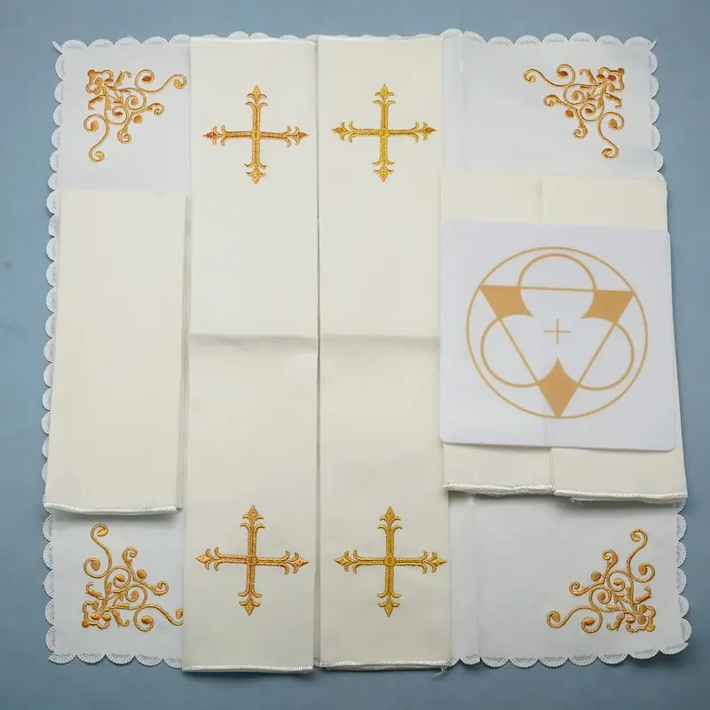 Suministros de altar Trinity Cortinas de altar bordadas Paños de altar Paños de corpus Toallas de corpus Suministros de iglesia católica