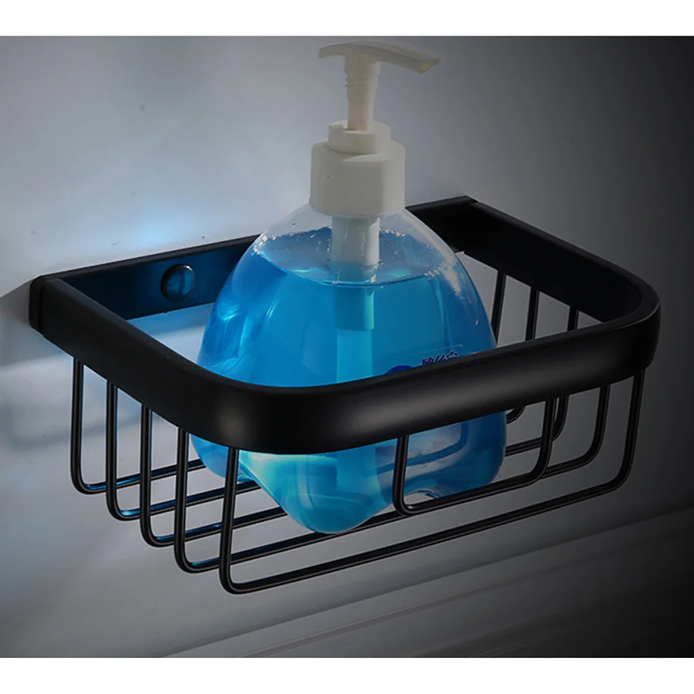 

18.5Cm Wall Mounted Bathroom Shelf Black Makeup Storage Rack Space-Saving Rustproof Aluminium Organizer For Kitchen