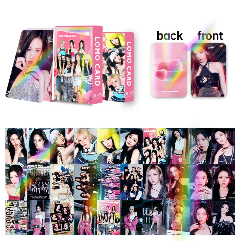 30Pcs Holographic Laser Flash LOMO Cards Double Sided HD Printing Ins Photo Cards Decorative Collectible Present For Collectors