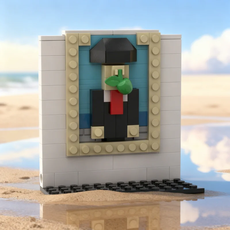 82 piezas MOC Son Of Man Rene Magritte Gallery, Bloques de Construcción de Modelos, Regalos de Navidad, Juguete Creativo, Idea de Bricolaje, Ladrillos para Niños
