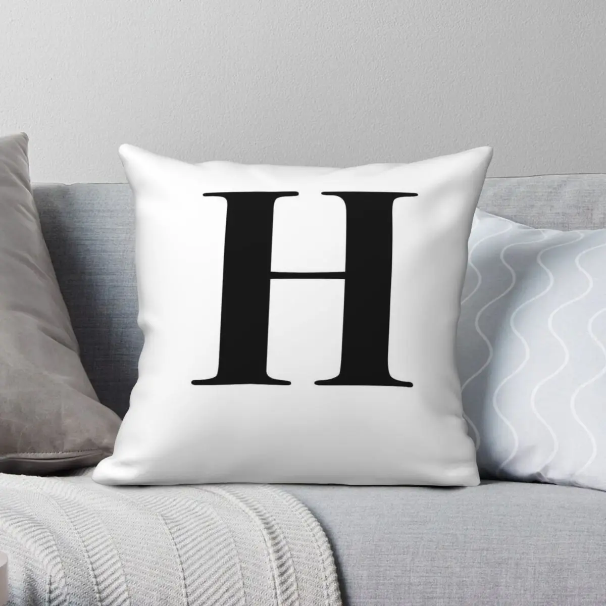 Letter H Monogram Initial Pillowcase Polyester Linen Velvet Pattern Zip Decor Throw Pillow Case Home Cushion Cover