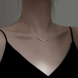 New 925 Sterling Silver Geometry square Necklaces Pendant Silver Jewelry Statement for Women