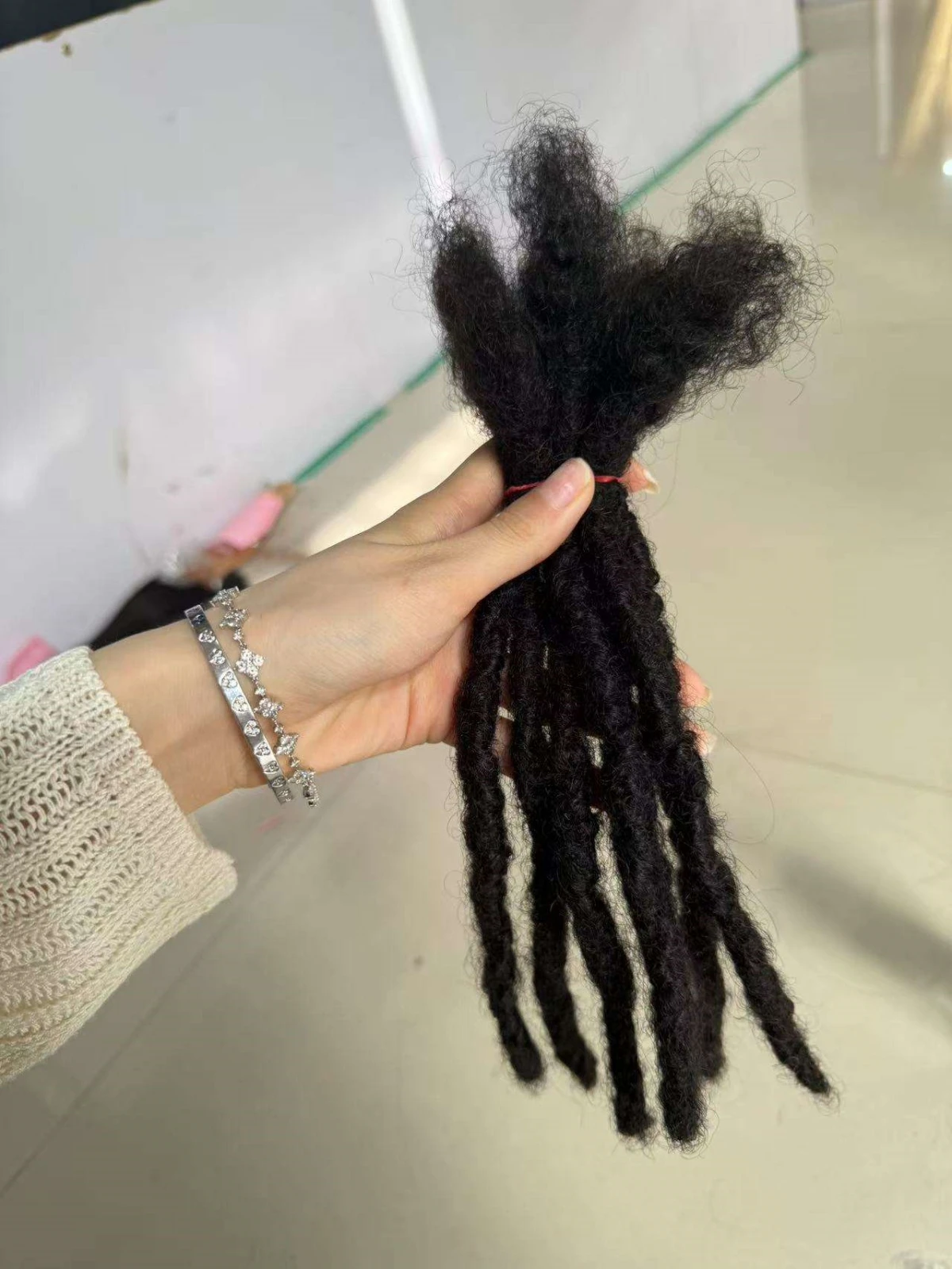 6-20 Inch 100% Human Hair Inter Loc Extensions 0.6cm Width Full Handmade Dreadlock Extensions for Men Women Kids Can Be Dye