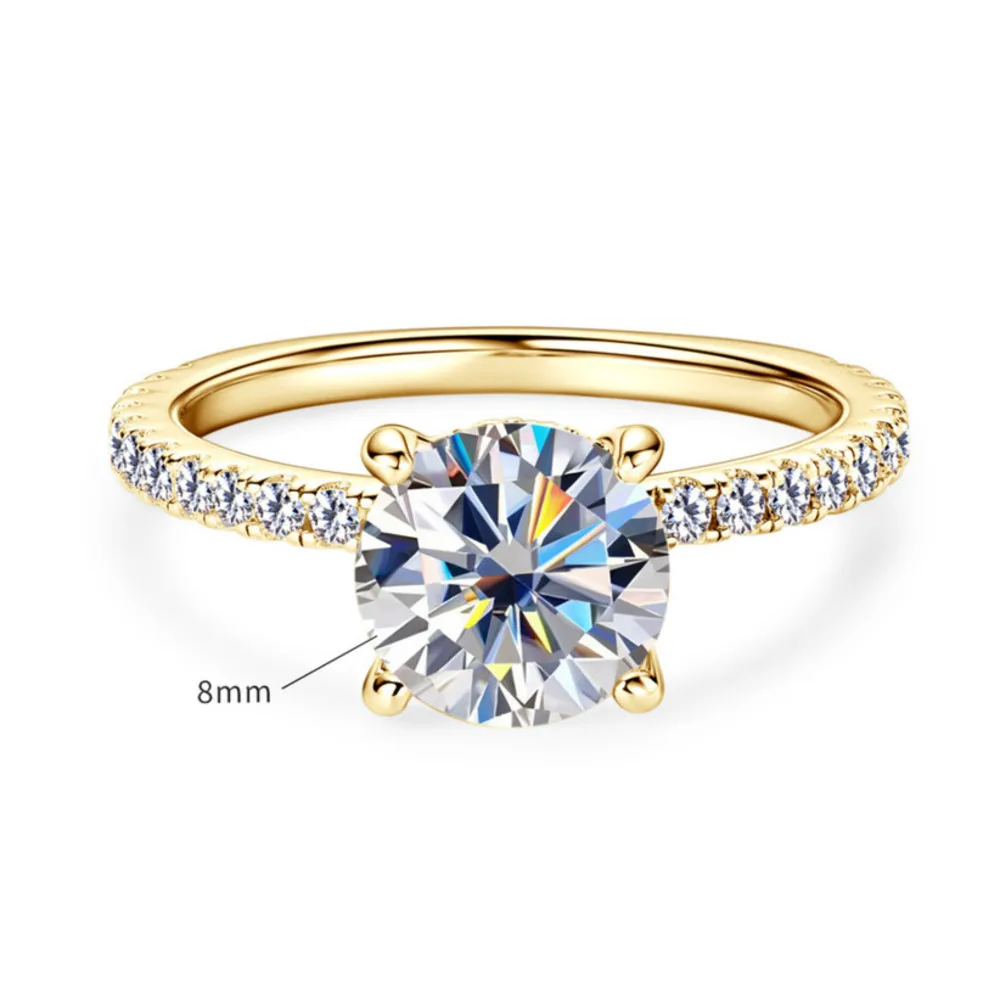 S925 Sterling Silver Round 2CT D VVS1 Moissanite Engagement Ring Half Eternity Side Stones Wedding Fine Jewelry For Women