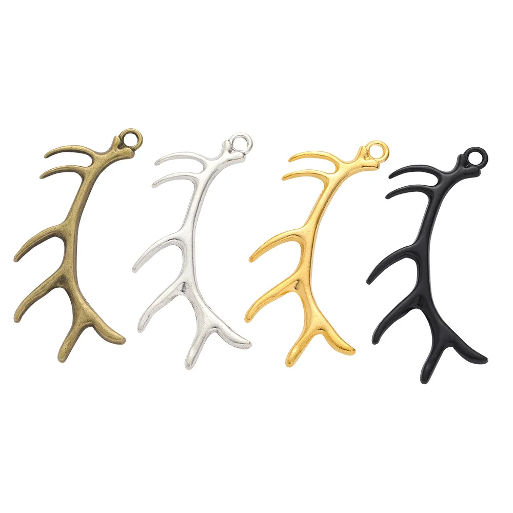 10PCS DIY Retro Zinc Alloy Jewelry Accessories Five Color Optional Antlers Pendant LJ517