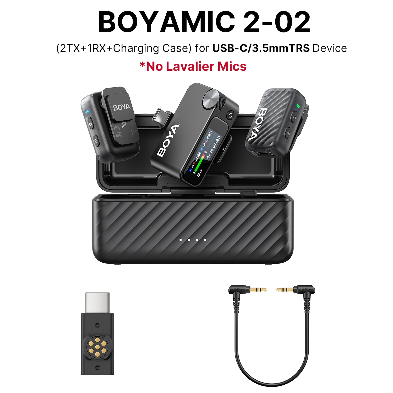 BOYA BOYAMIC 2 Draadloze Lavalier Reversmicrofoon voor iPhone 15/16 Type-C Apparaten Android Camera Video-opname Vlog Streaming