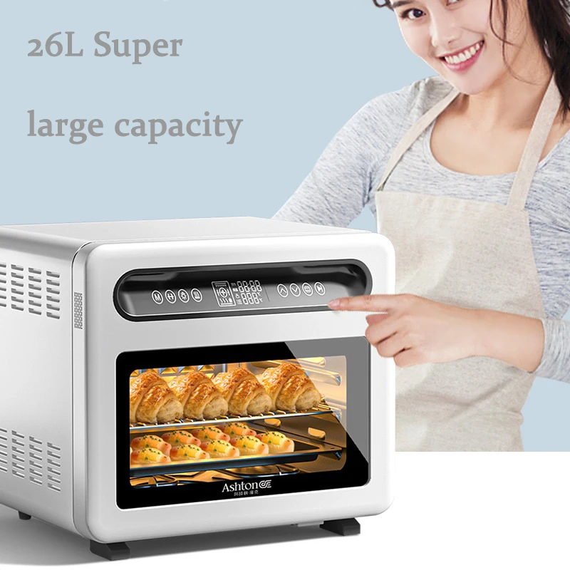 Fritadeira multifuncional para uso doméstico, forno elétrico, cozimento a vapor, secagem a ar, grelha de fermentação, fritura torrada, 26L, 2050W