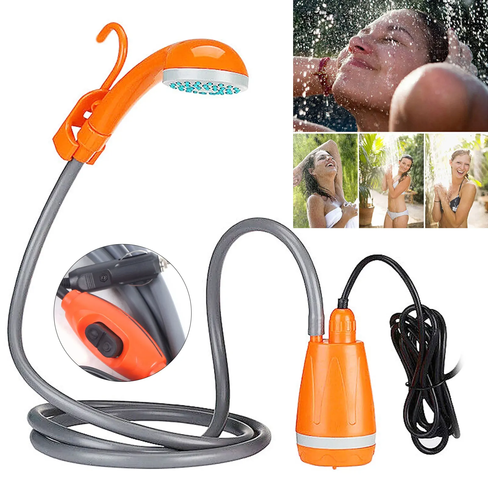 62W 12V Outdoor Portable Shower Head Water Pump For Camping Hiking Kit